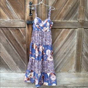 Bog Collective Floral Maxi Dress w Bustier  in Blue and  Pink M